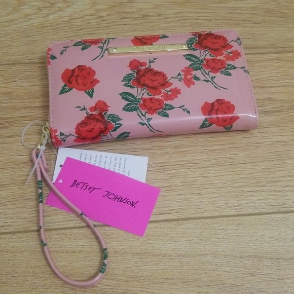 Betsey Johnson Handbags - Betsey Johnson Pink & Red Rose Wristlet/Wallet